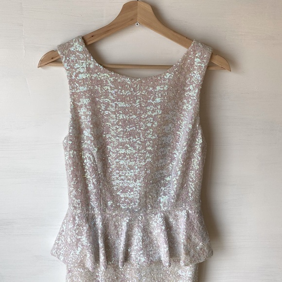 *SOLD* Topshop White Sequin Peplum Mini Dress NWT! Size: 6 - Picture 3 of 11